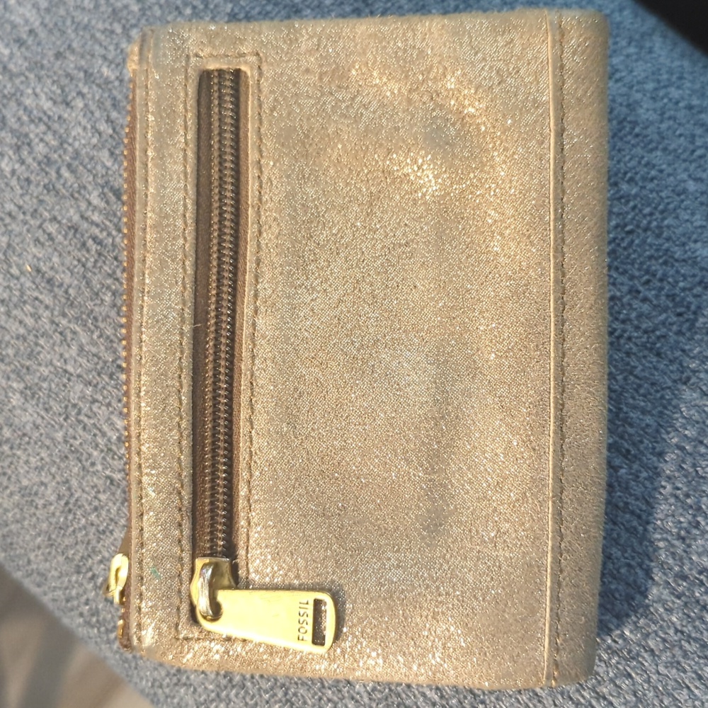 Fossil Fold Wallet In Metallic Light Gold/Tan - image 2
